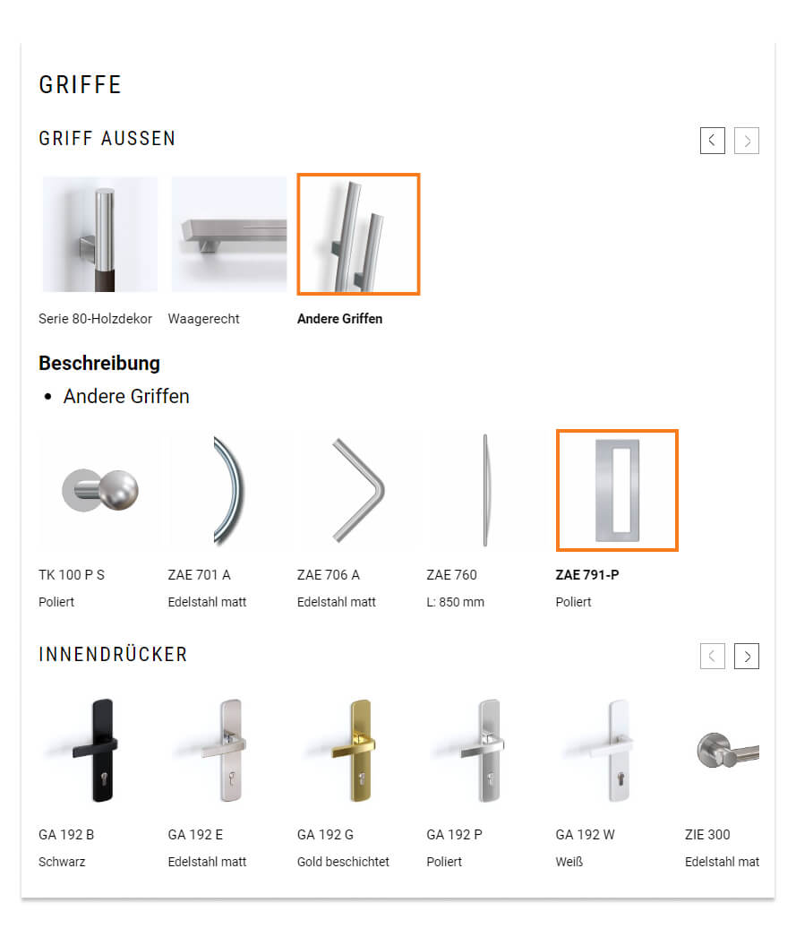 Griffe für die Haustürgestaltung.