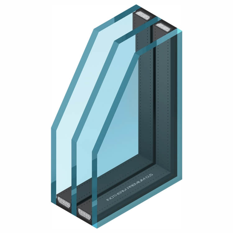 Darstellung des dreischichtigen Glasdesigns in der Eingangstür Inothem.