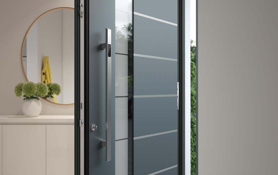 Alu Haustür Inotherm mit Glaseinsatz