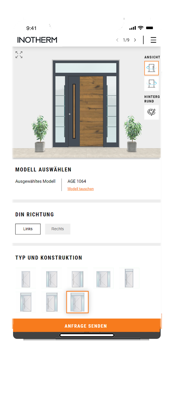 Konfigurierte Haustür mit Seitenteil und Oberlicht