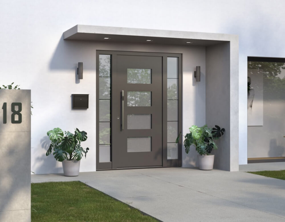 Elegante Haustür mit modernem Zubehör