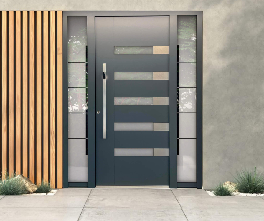 Aluminium-Haustür mit breitem Seitenteil